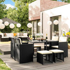 Garden Furniture Set - Lounge Set - Rattan Look - 2 stolar och glasbord - Svart