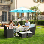 Garden Furniture Set - Lounge Set - Rattan Look - 2 stolar och glasbord - Svart