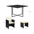 Garden Furniture Set - Lounge Set - Rattan Look - 2 stolar och glasbord - Svart