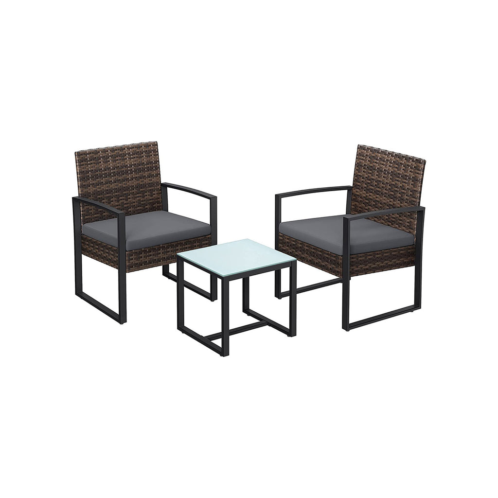 Trädgårdsmöbler set-rattan look-3-stycke