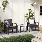 Trädgårdsmöbler set-rattan look-3-stycke