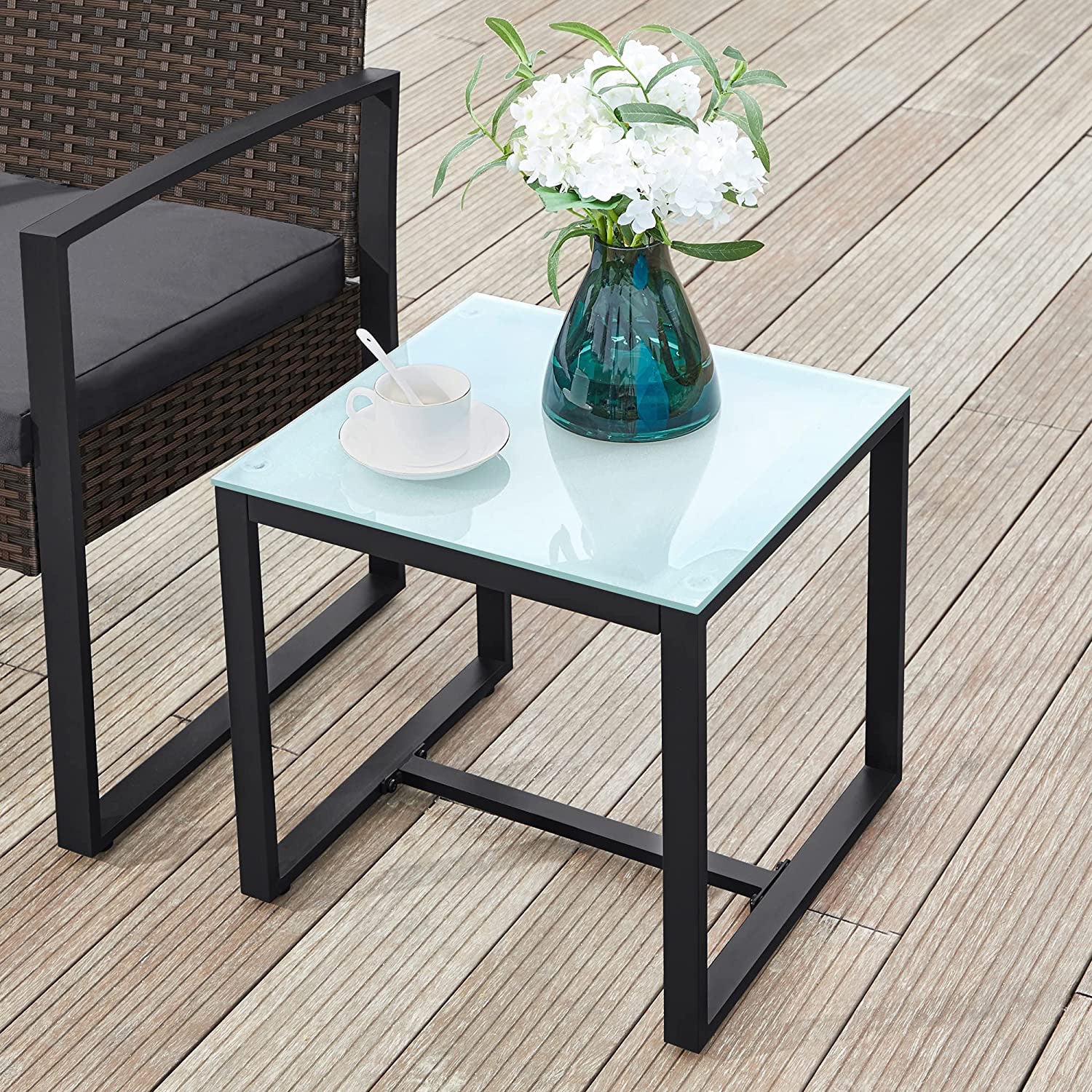 Trädgårdsmöbler set-rattan look-3-stycke