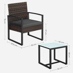 Trädgårdsmöbler set-rattan look-3-stycke