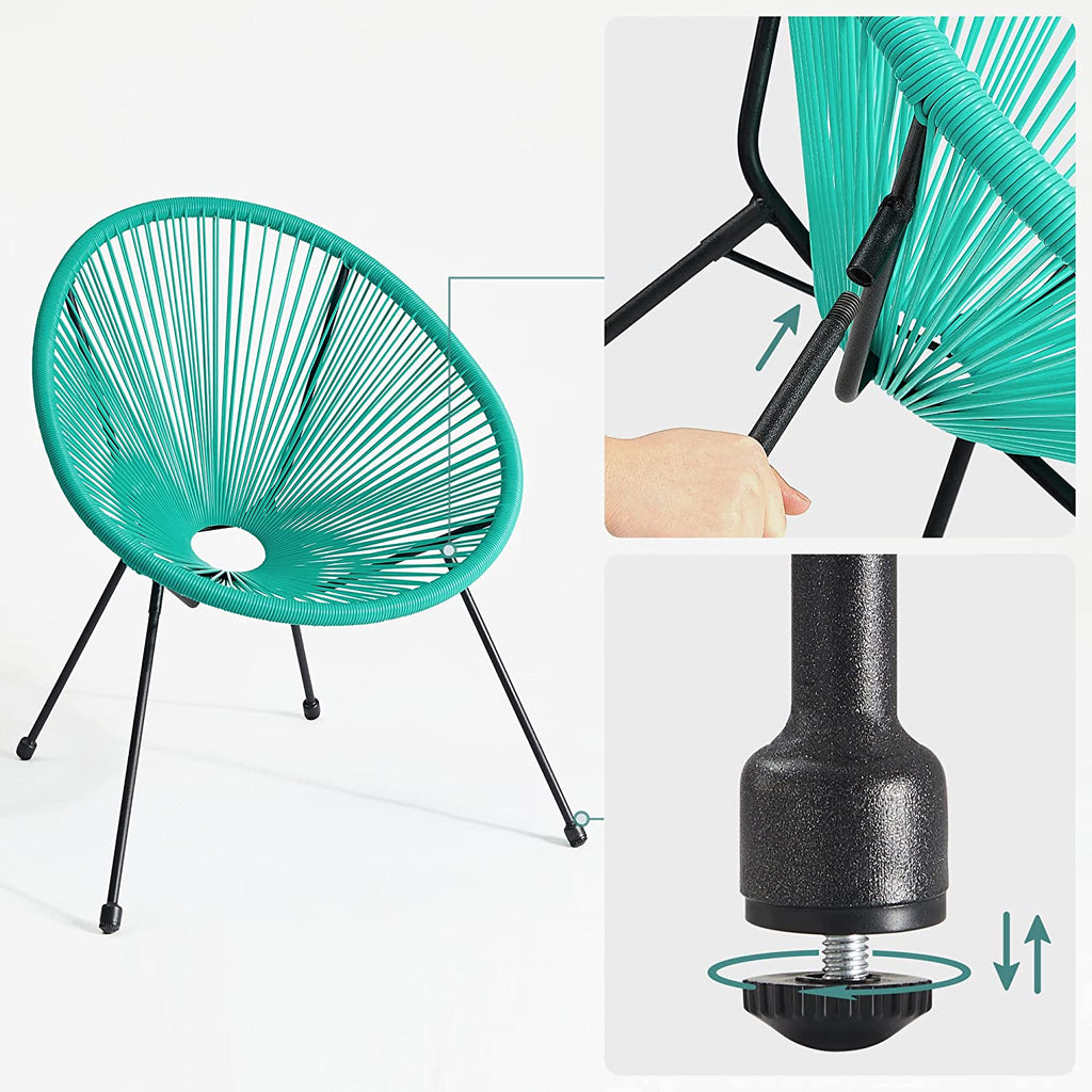 Lounge Set - Balkony Furniture - Garden Furniture Set - Set of 3 - Blue