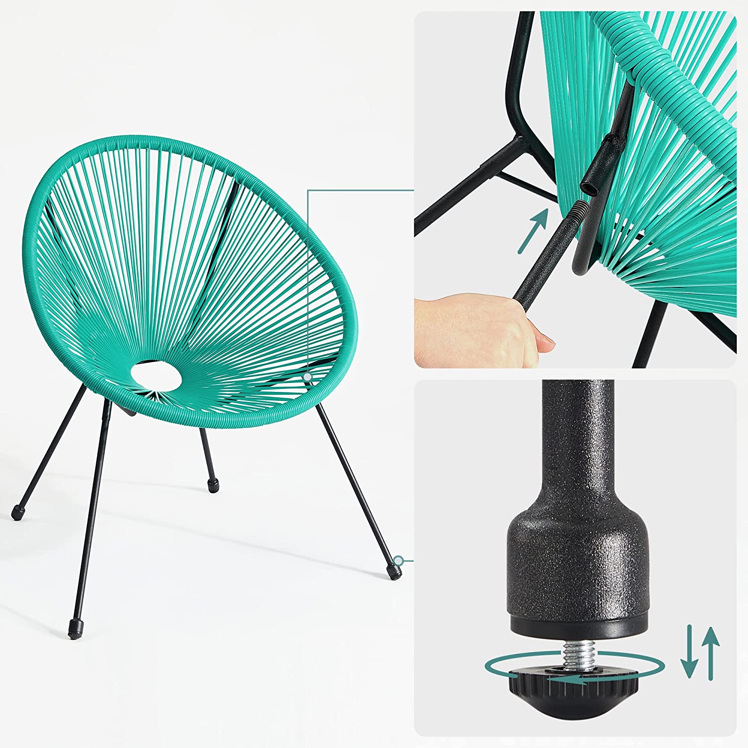 Lounge Set - Balkony Furniture - Garden Furniture Set - Set of 3 - Blue
