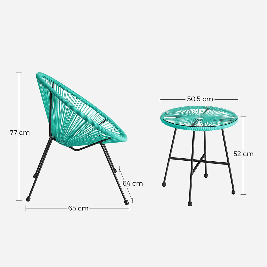 Lounge Set - Balkony Furniture - Garden Furniture Set - Set of 3 - Blue