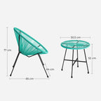 Lounge Set - Balkony Furniture - Garden Furniture Set - Set of 3 - Blue