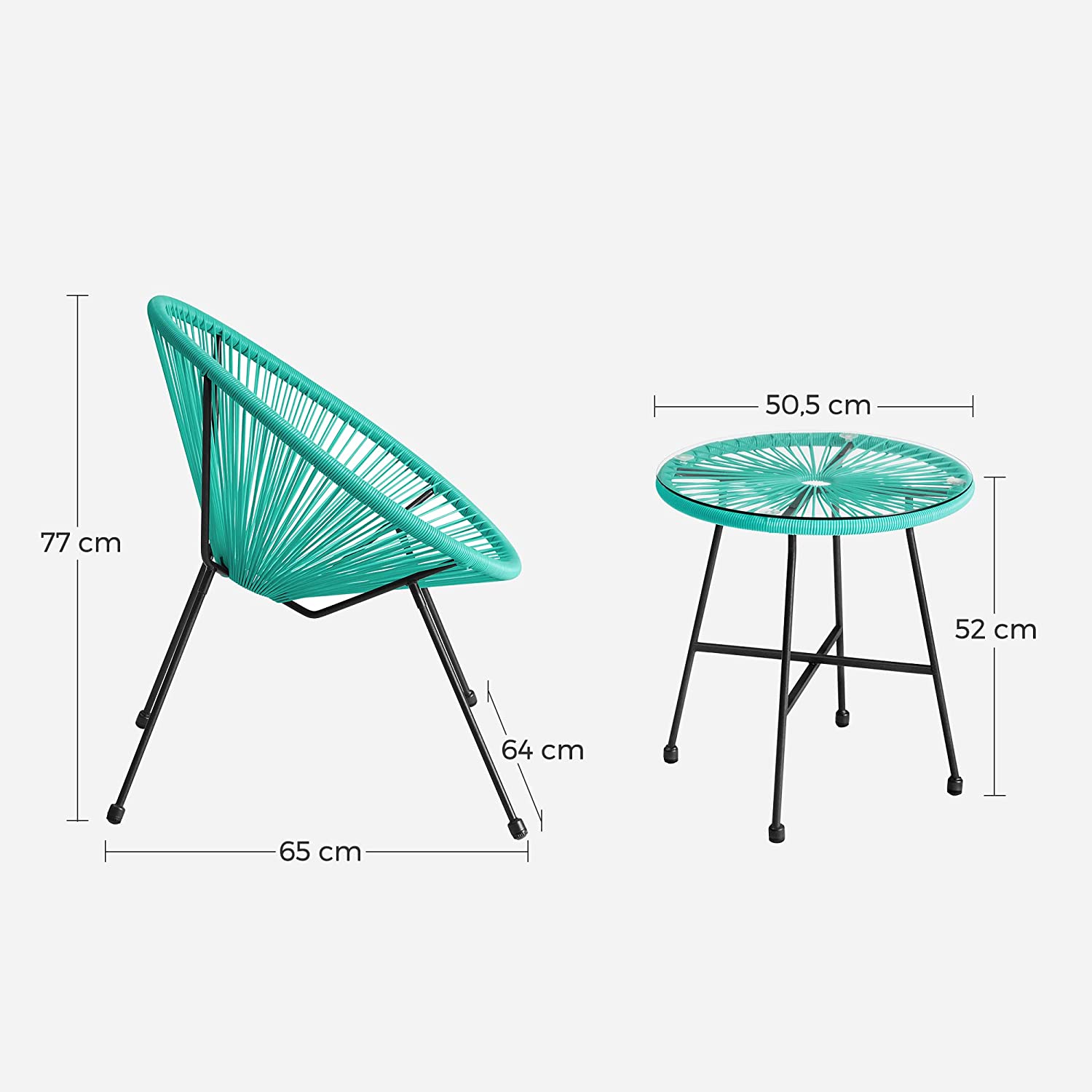 Lounge Set - Balkony Furniture - Garden Furniture Set - Set of 3 - Blue