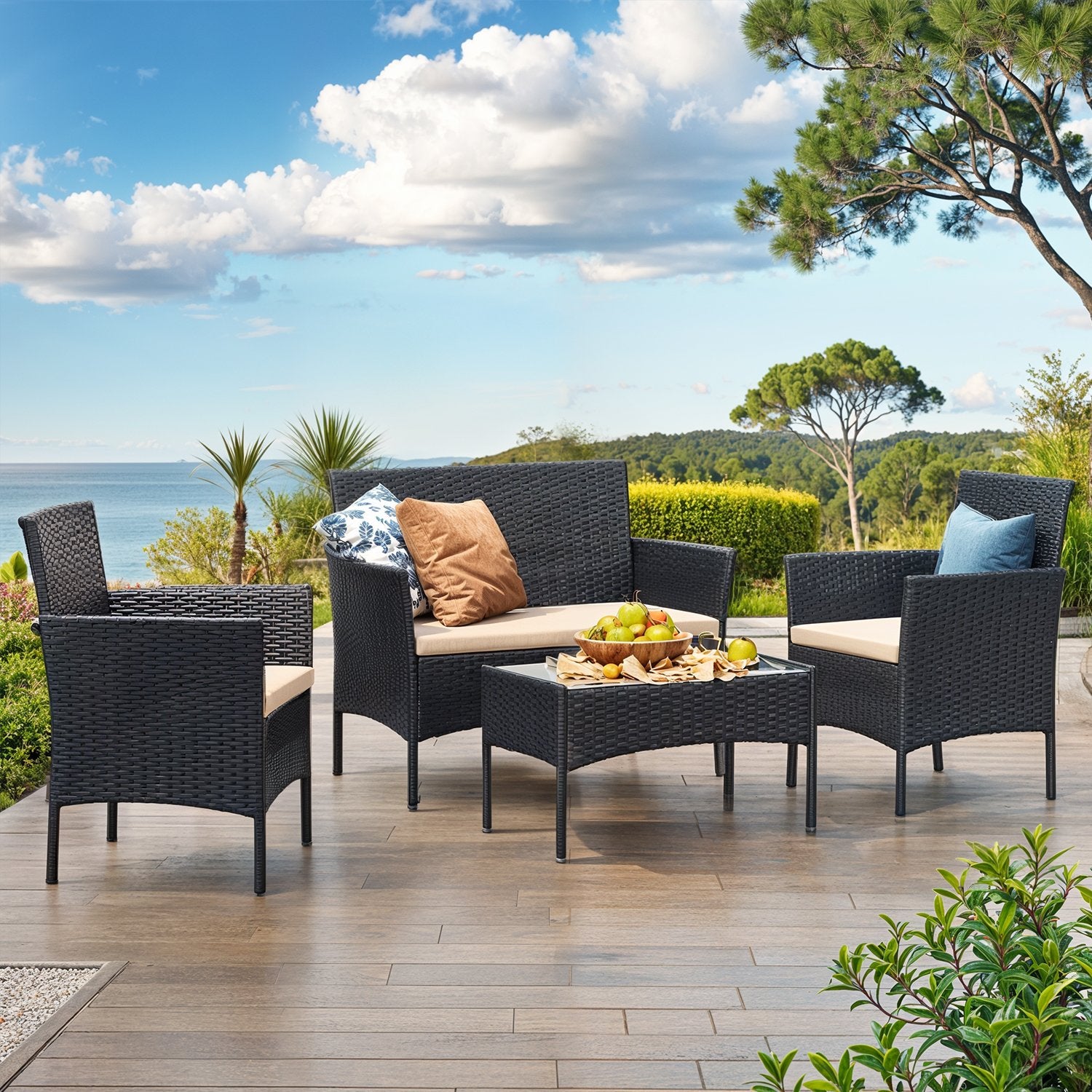 BALONSET - Garden Furniture Set från PE Polyrotan, Compact and Stylish