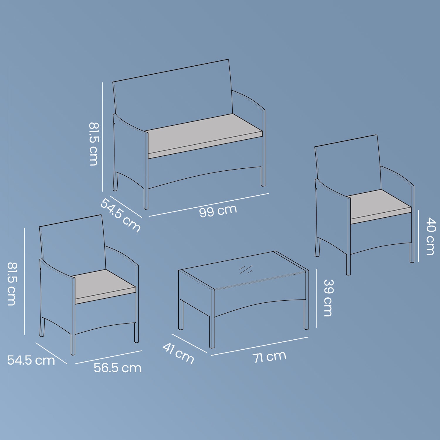BALONSET - Garden Furniture Set från PE Polyrotan, Compact and Stylish
