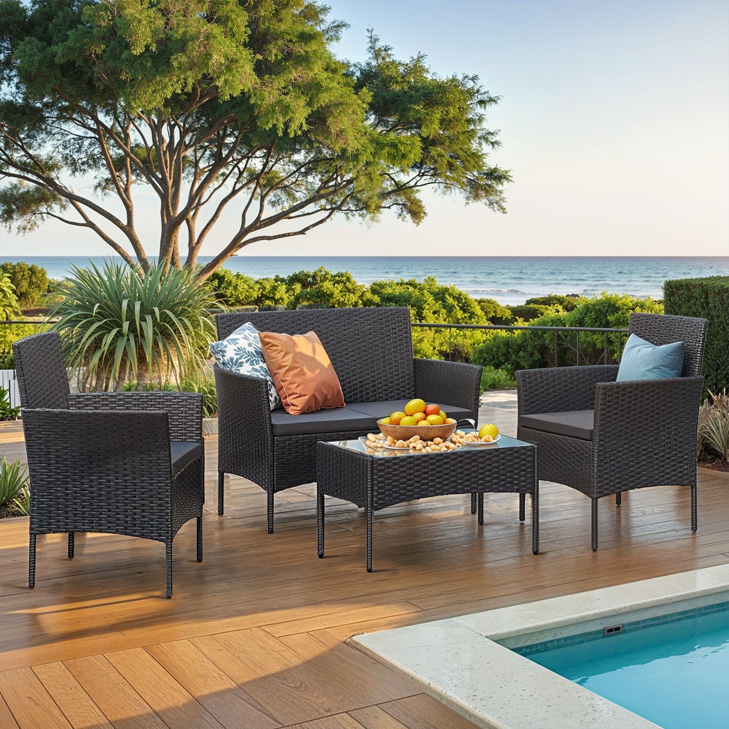 BALONSET - Garden Furniture Set från PE Polyrotan, Compact and Stylish