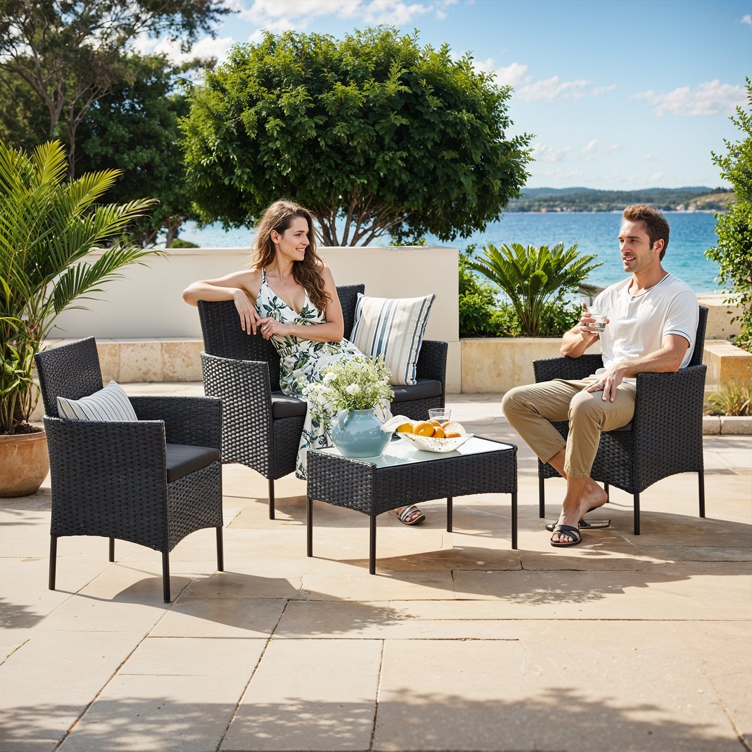BALONSET - Garden Furniture Set från PE Polyrotan, Compact and Stylish