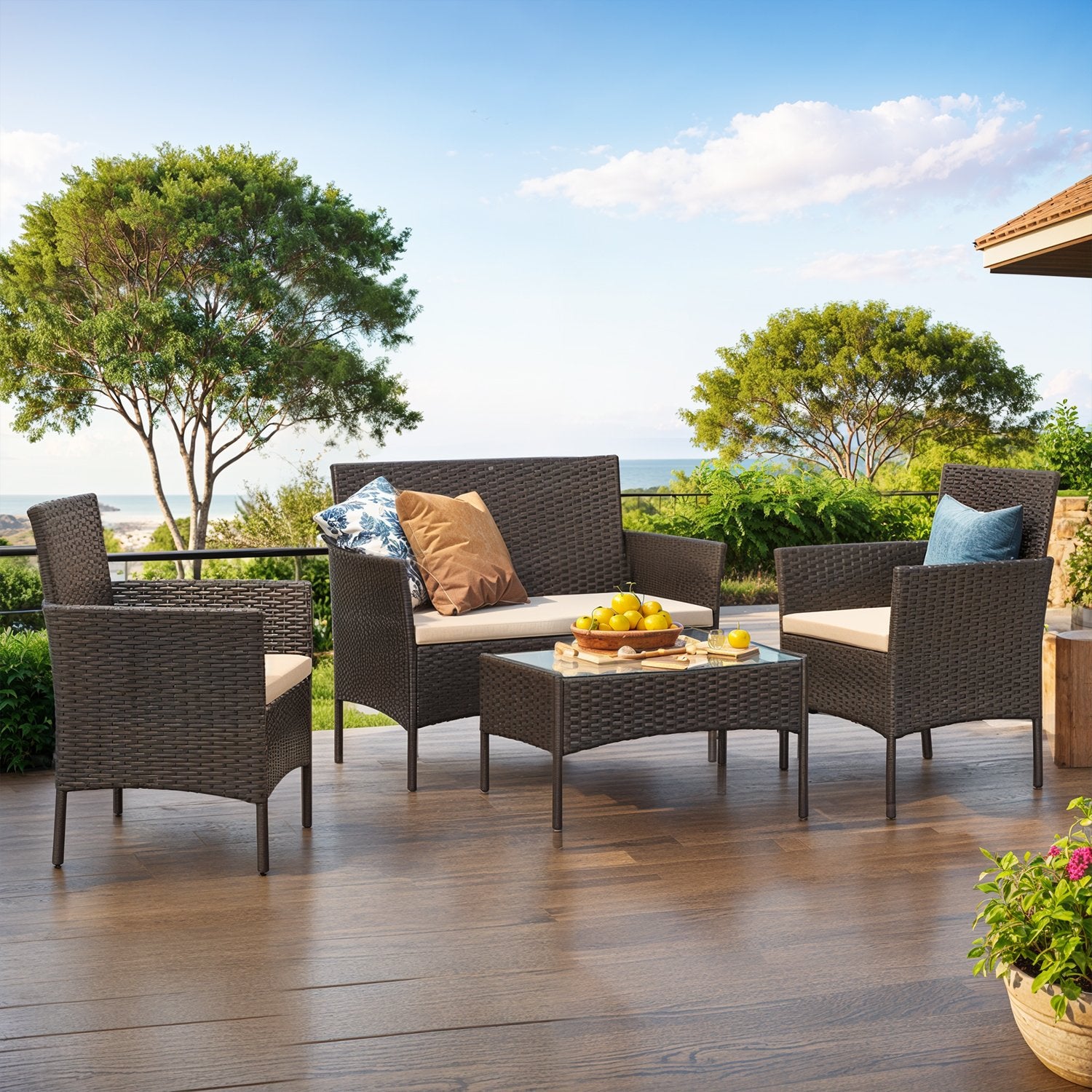 BALONSET - Garden Furniture Set från PE Polyrotan, Compact and Stylish