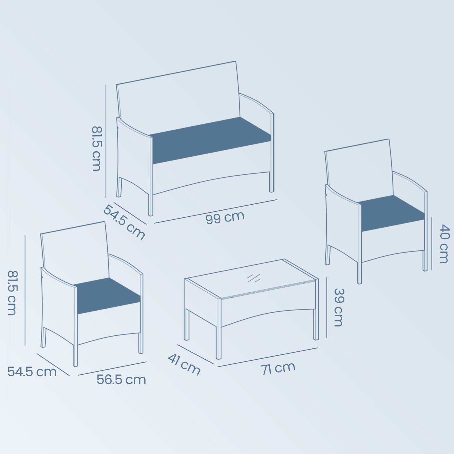 BALONSET - Garden Furniture Set från PE Polyrotan, Compact and Stylish