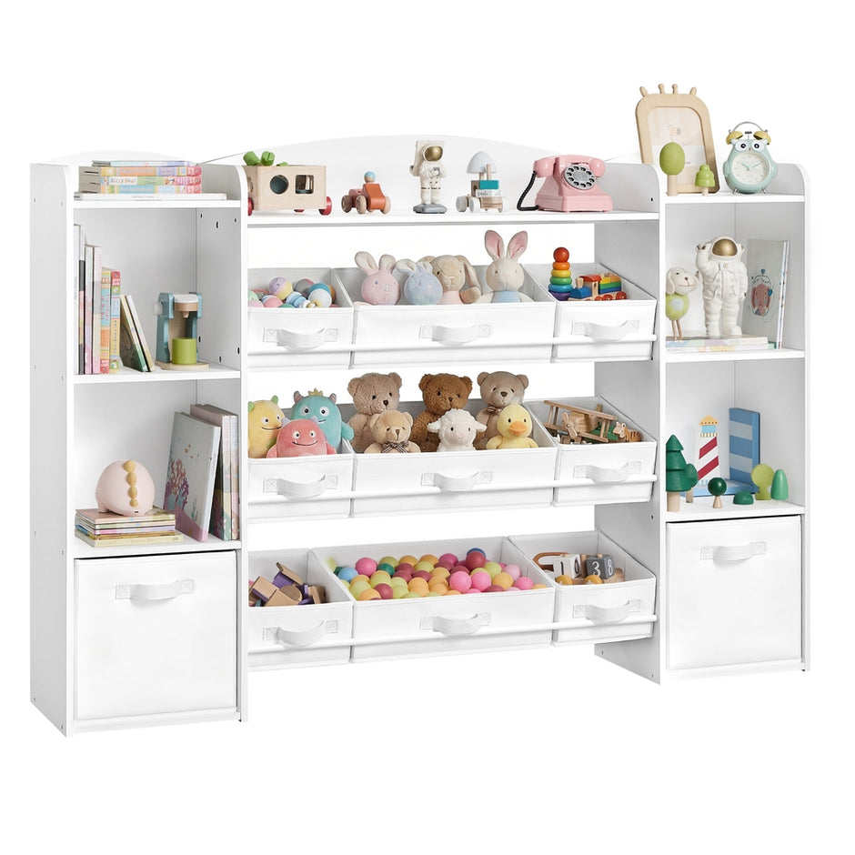 Kinderplank - 30 x 143,8 x 104 cm - 4 open vakken - 9 middelgrote en 2 zijvakken - kleur: wolkenwit - maximale belasting per plank: 20 kg - maximale belasting per open vak: 10 kg - maximale totale belasting: 160 kg