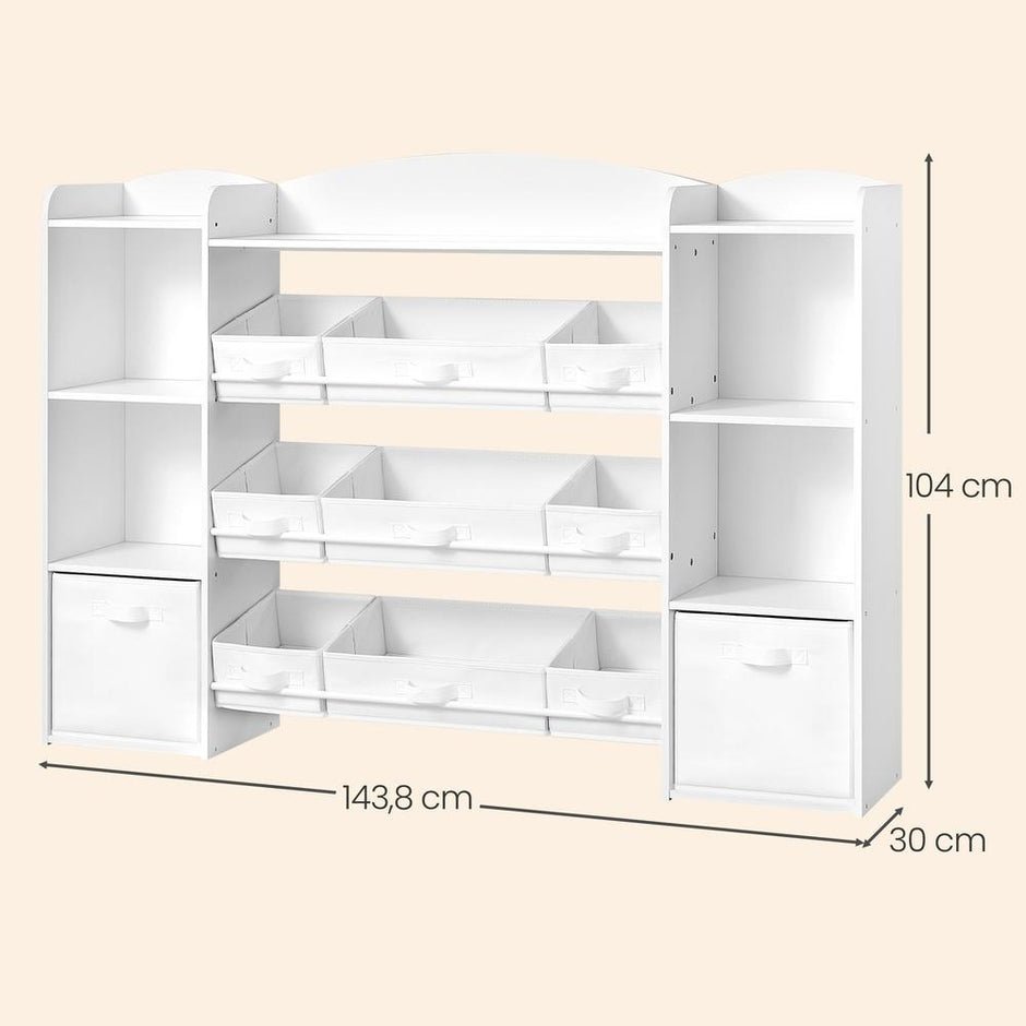 Kinderplank - 4 Open Vakken - Speelgoedrek - Montessori - Wit