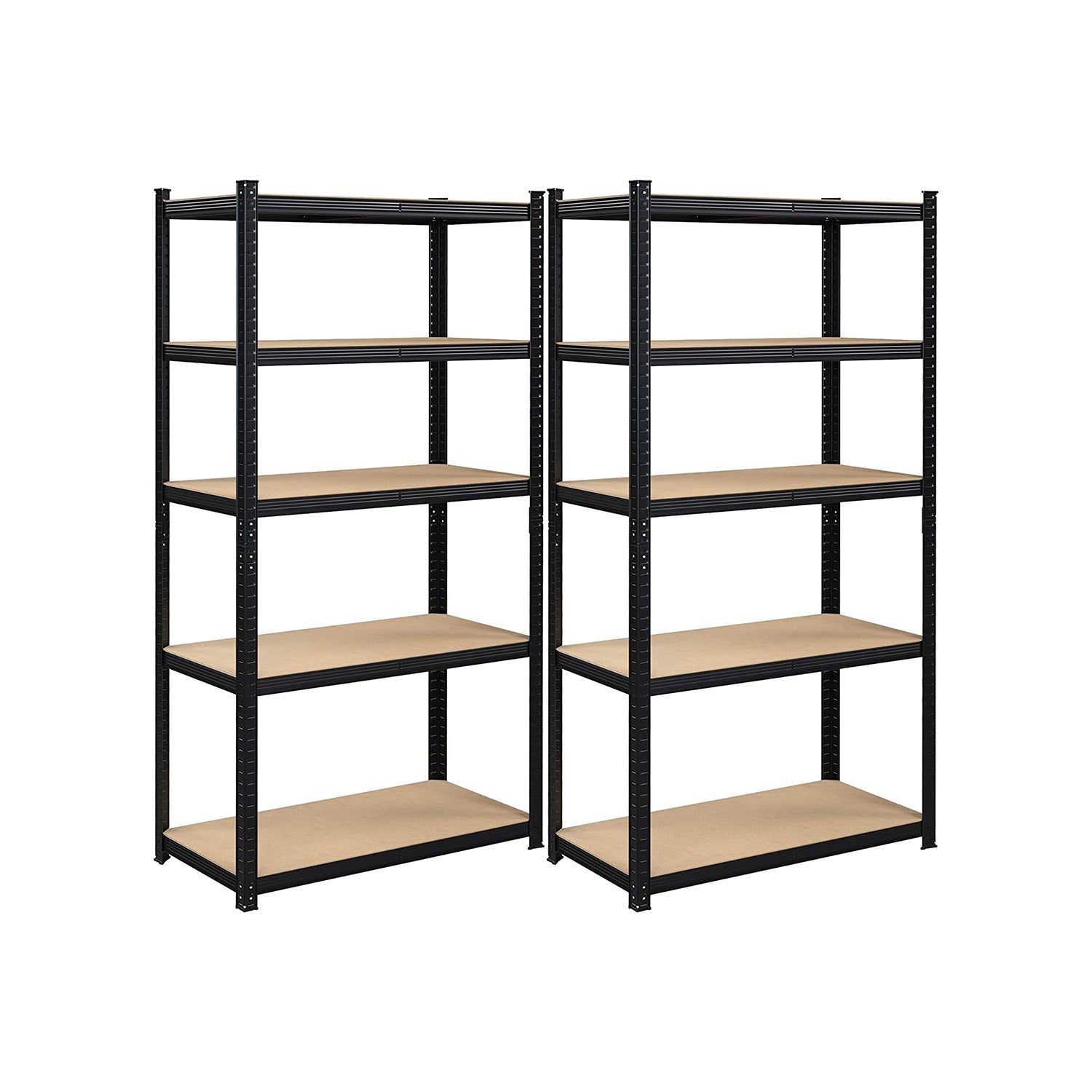 Förvaringsskåp - uppsättning av 2 - metallram - 200 x 100 x 50 cm - skattepliktiga upp till 875 kg - svart