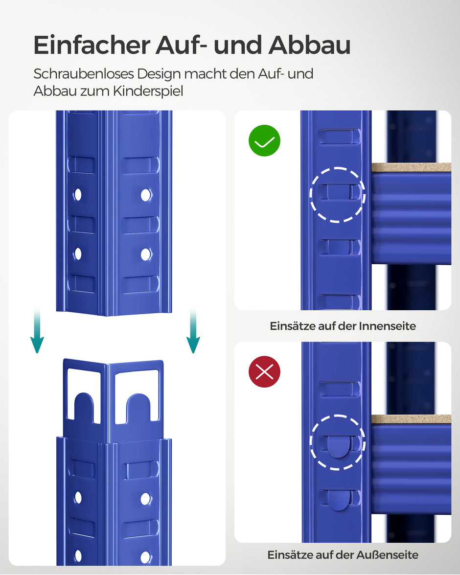 Opbergrek - 200 x 100 x 50 cm - 5 Verstelbare Planken - Staal - Blauw
