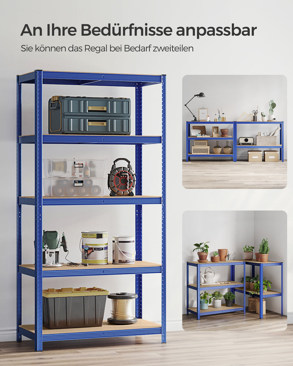 Opbergrek - 200 x 100 x 50 cm - 5 Verstelbare Planken - Staal - Blauw