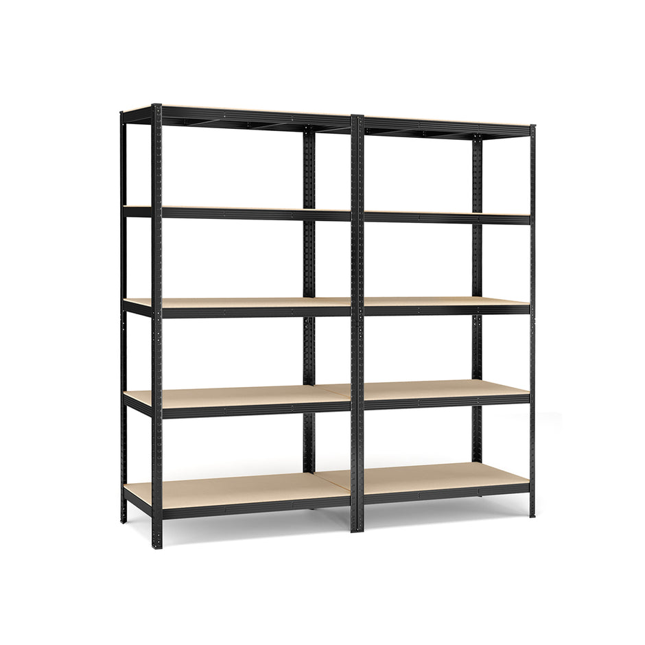 Stellingkast - Set van 2 - 5 Planken - Draagvermogen tot 875 kg - Zwart