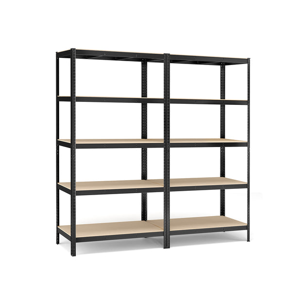 Stellingkast - Set van 2 - 5 Planken - Draagvermogen tot 875 kg - Zwart