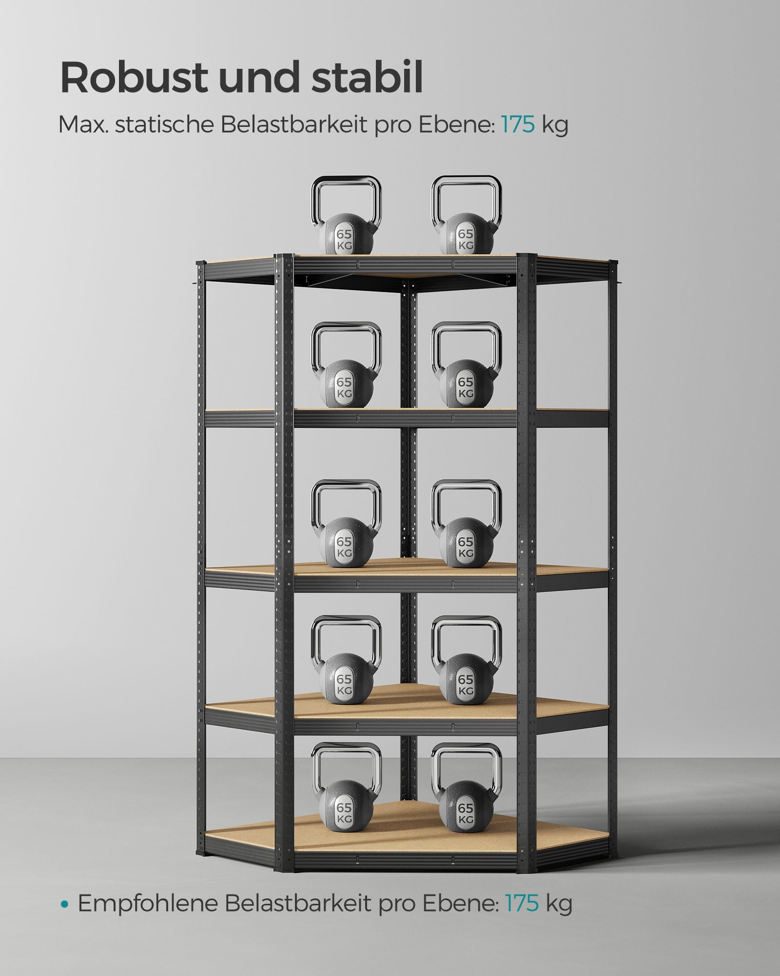 Hörnbräda - Larekapacitet på upp till 875 kg - bläck -svart och naturlig beige