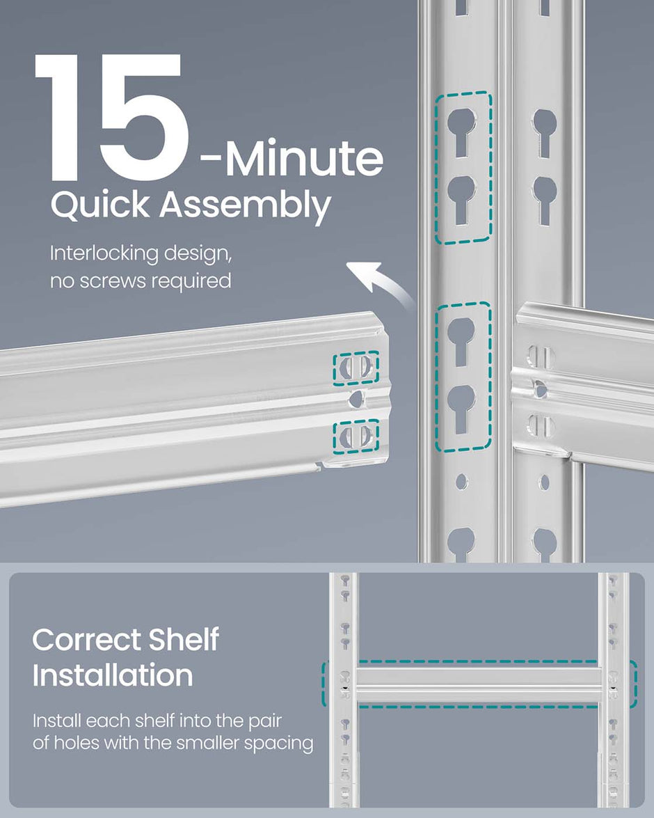 Hylla – robust och justerbar – stål – silver