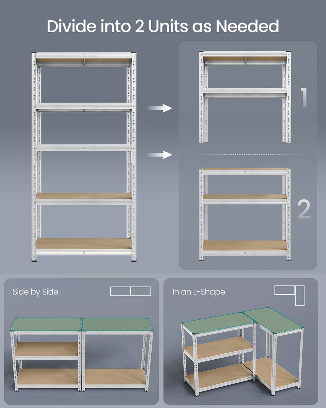 Hylla – robust och justerbar – stål – silver