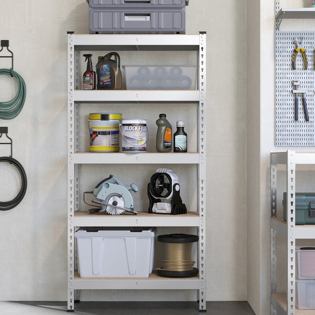 Tung bokhylla – 5 hyllor – Stål – Silver