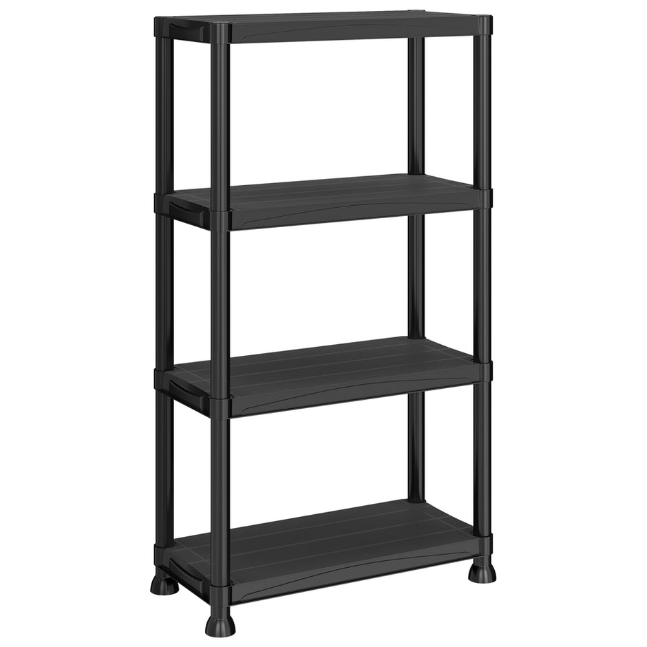 Kunststof Stellingkast – 4 Planken – Tot 80 kg – 60 x 30 x 133,5 cm – Zwart