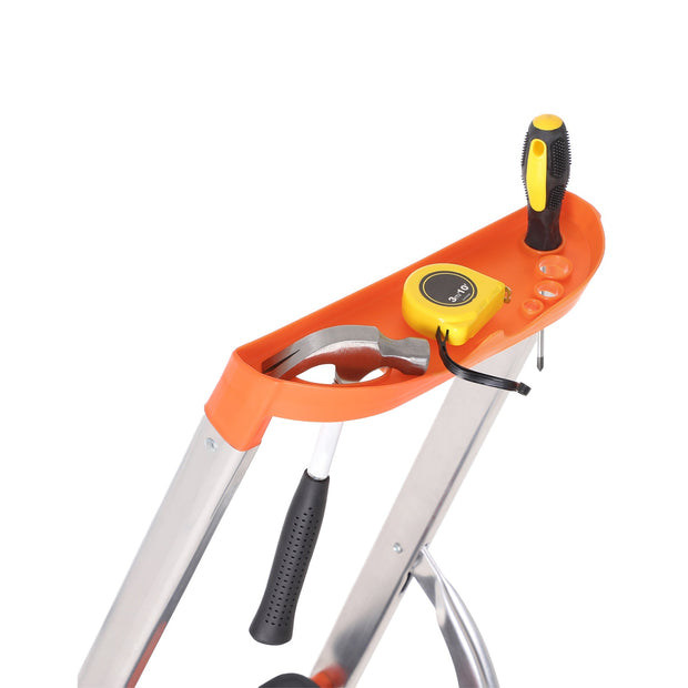 Fällbar stege - Halkfri - 5 steg - Grå-orange