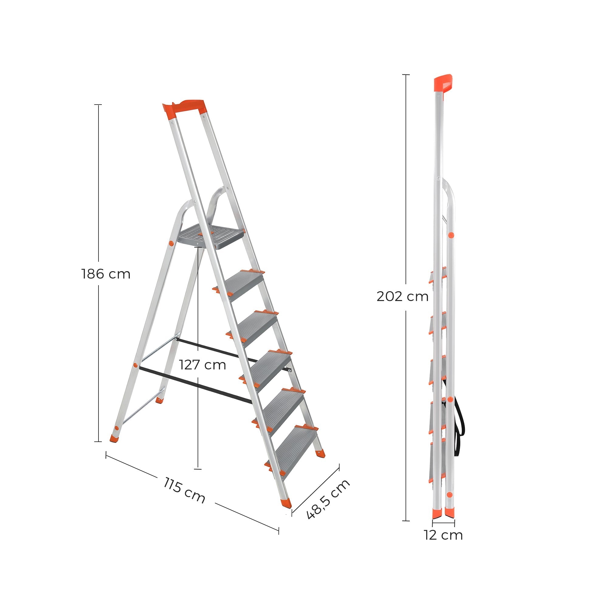 LADDER - ALUMINIUM TRAIRLADDER - 6 steg - Grå / orange