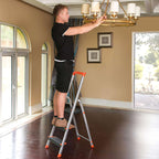 LADDER - 3 steg - Aluminium - Anti -Slip Feet - Lastkapacitet 150 kg