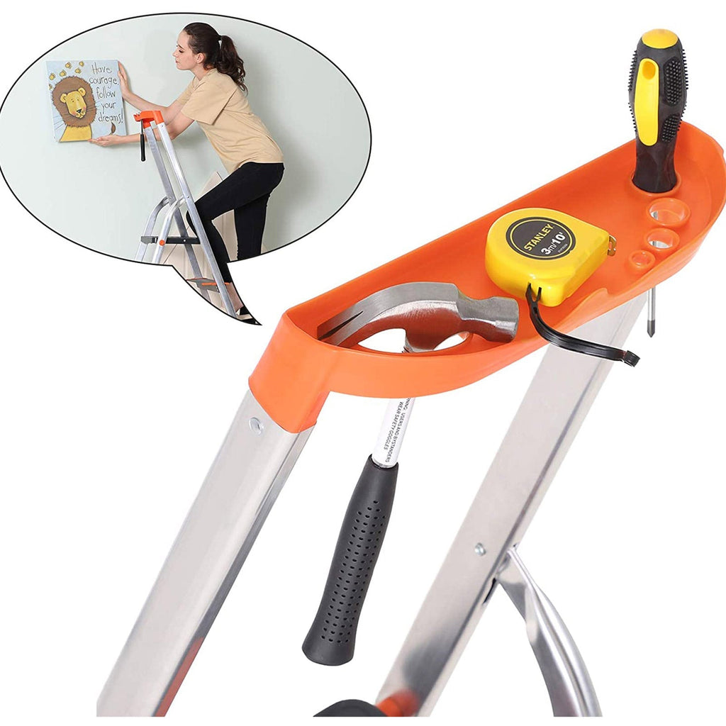 LADDER - 3 steg - Aluminium - Anti -Slip Feet - Lastkapacitet 150 kg