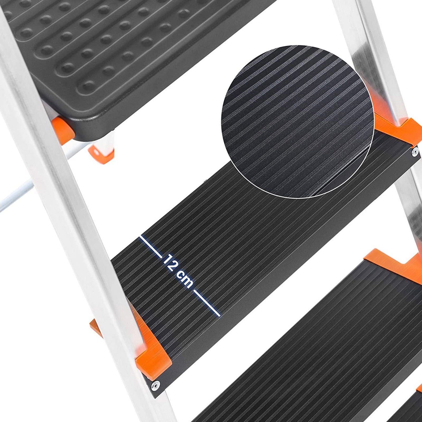 LADDER - 3 steg - Aluminium - Anti -Slip Feet - Lastkapacitet 150 kg