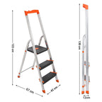 LADDER - 3 steg - Aluminium - Anti -Slip Feet - Lastkapacitet 150 kg