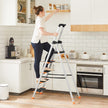 Fällbar stegstege – 5 steg – Aluminium – Svart-orange
