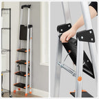 Trappa - vikbar - 5 steg - aluminium - upp till 150 kg