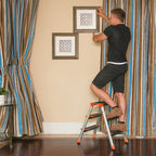 Stege - Folding Ladder - 3 steg - Aluminium - Anti -Slip - Skattepliktiga upp till 150 kg - Orange / Silver