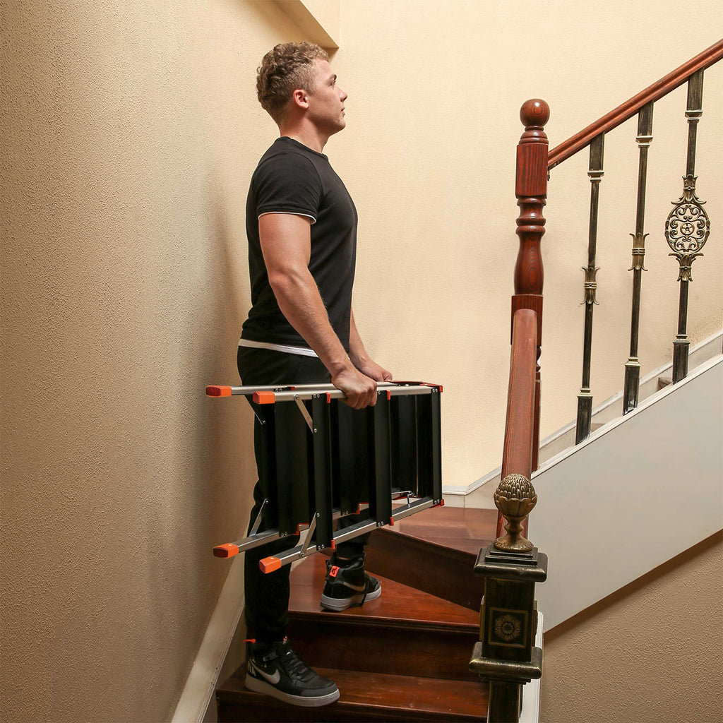 Stege - Folding Ladder - 3 steg - Aluminium - Anti -Slip - Skattepliktiga upp till 150 kg - Orange / Silver