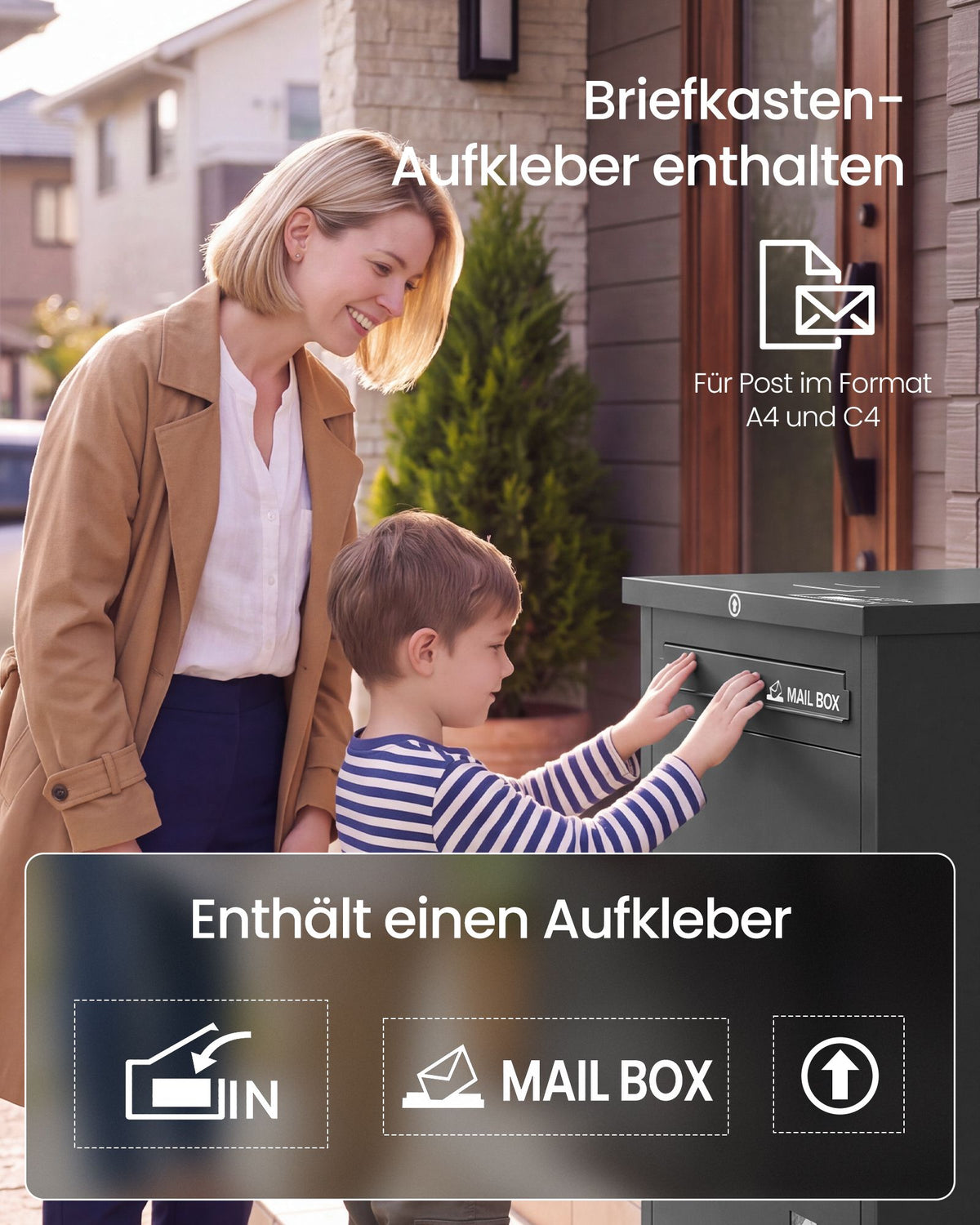 Pakketbrievenbus – 90 L – Staal – Waterdicht – Voor Buiten – Zwart