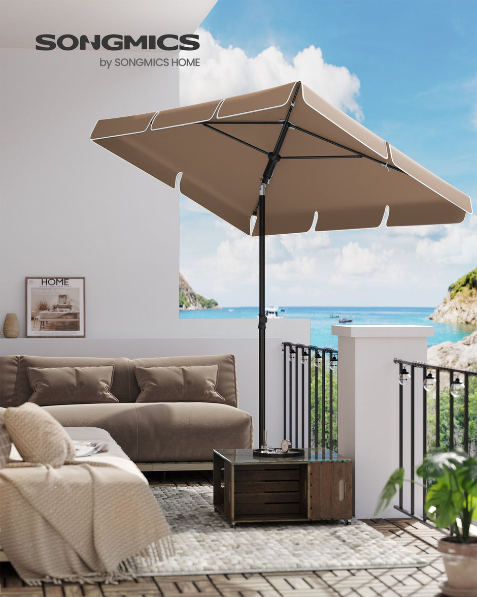 Parasoll – Fällbart och justerbart – Valnötsbrun