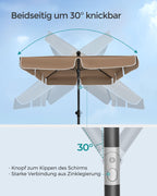 Parasol 200 x 125 cm fällbart och justerbart i höjd