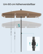 Parasol 200 x 125 cm fällbart och justerbart i höjd