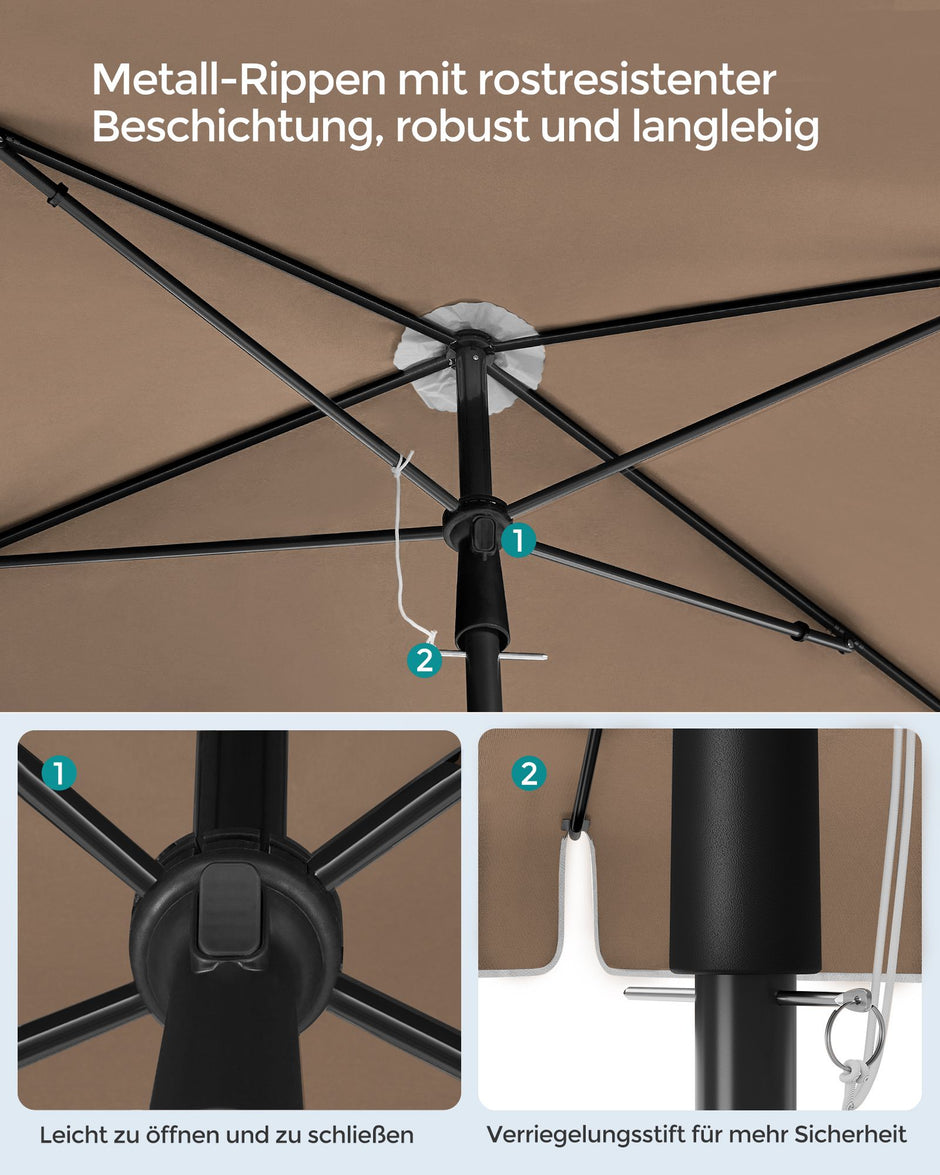 Parasoll – Fällbart och justerbart – Valnötsbrun