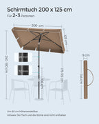 Parasol 200 x 125 cm fällbart och justerbart i höjd