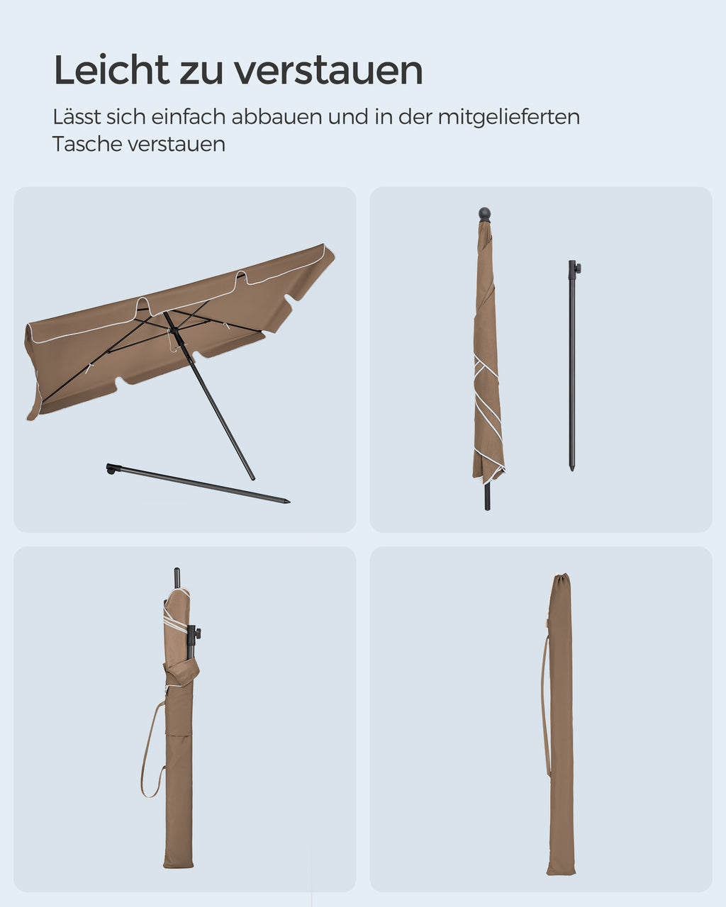 Parasol 200 x 125 cm fällbart och justerbart i höjd