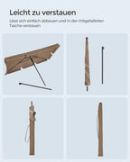 Parasol 200 x 125 cm fällbart och justerbart i höjd