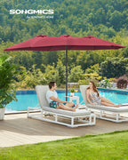 Dubbel parasol-460 x 270 cm-med pendel och UV-skydd