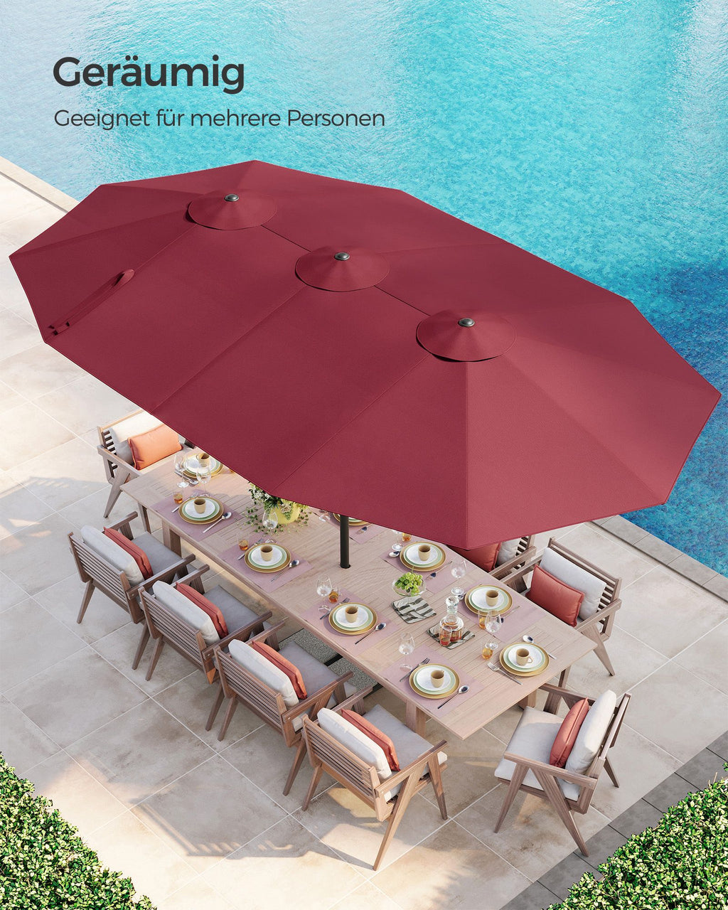 Dubbel parasol-460 x 270 cm-med pendel och UV-skydd